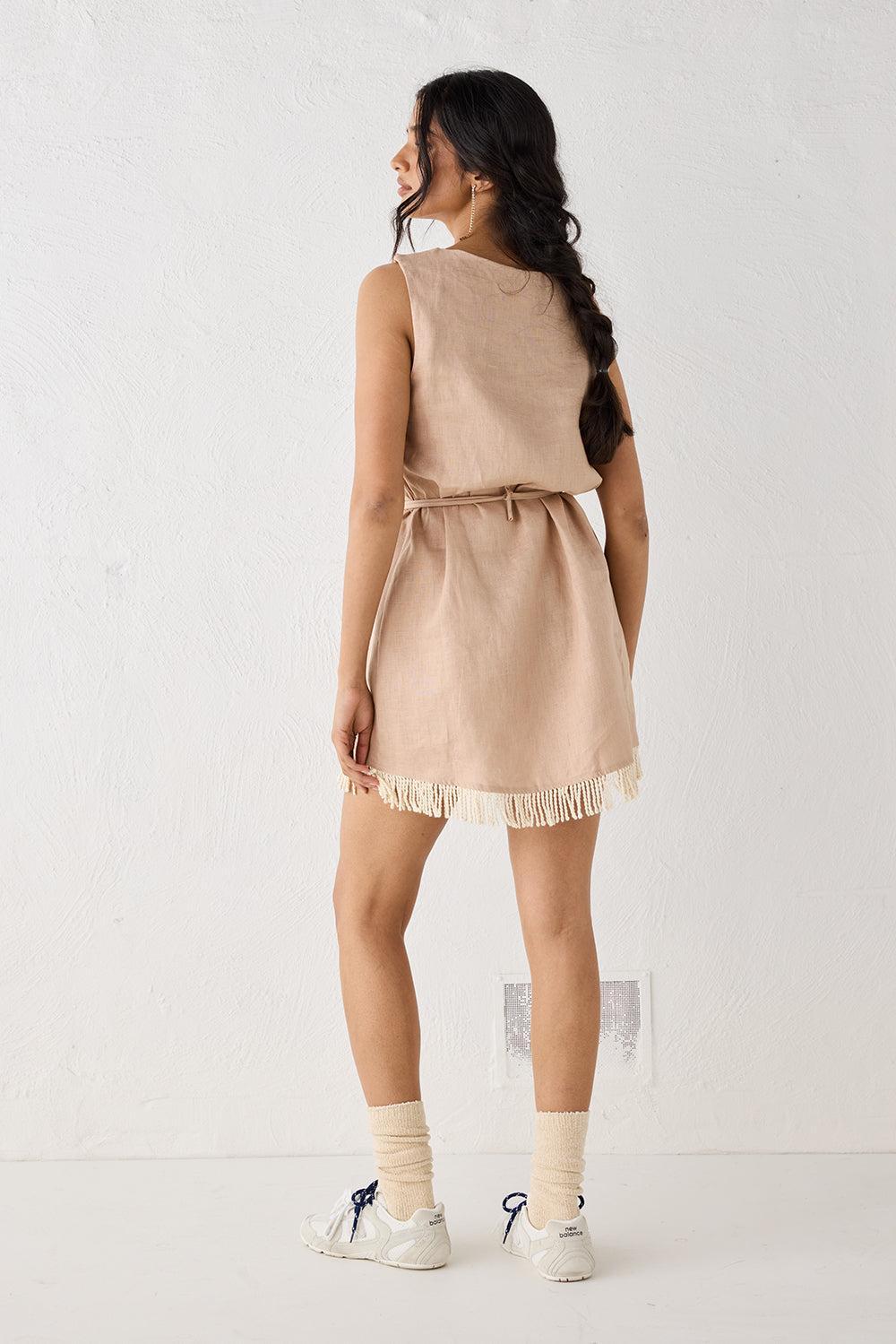 Verve Linen Mini Dress Blush Product Image