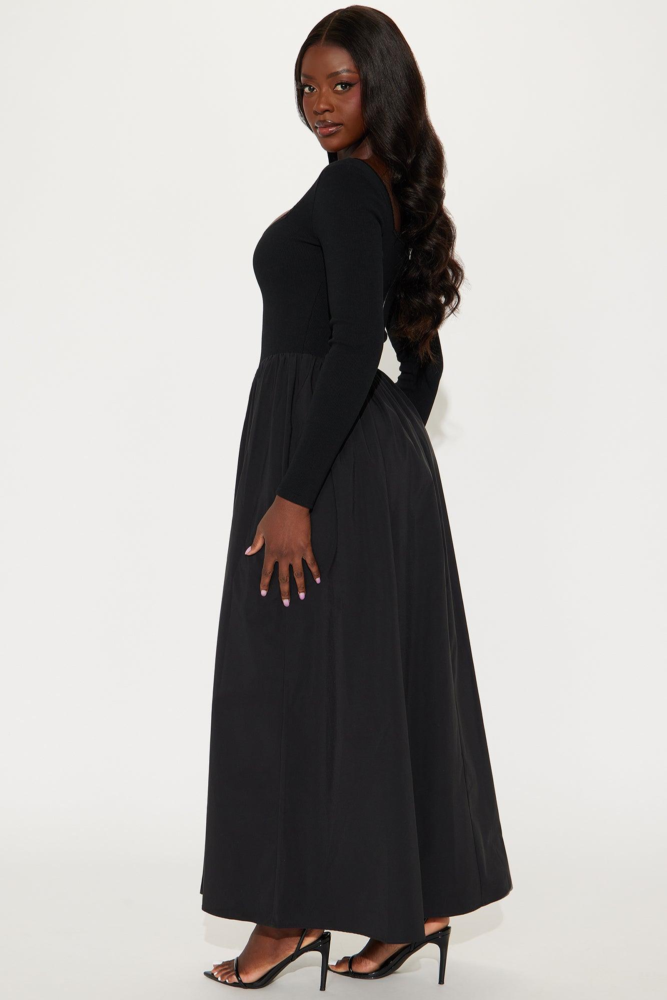 Mia Long Sleeve Maxi Dress - Black Product Image