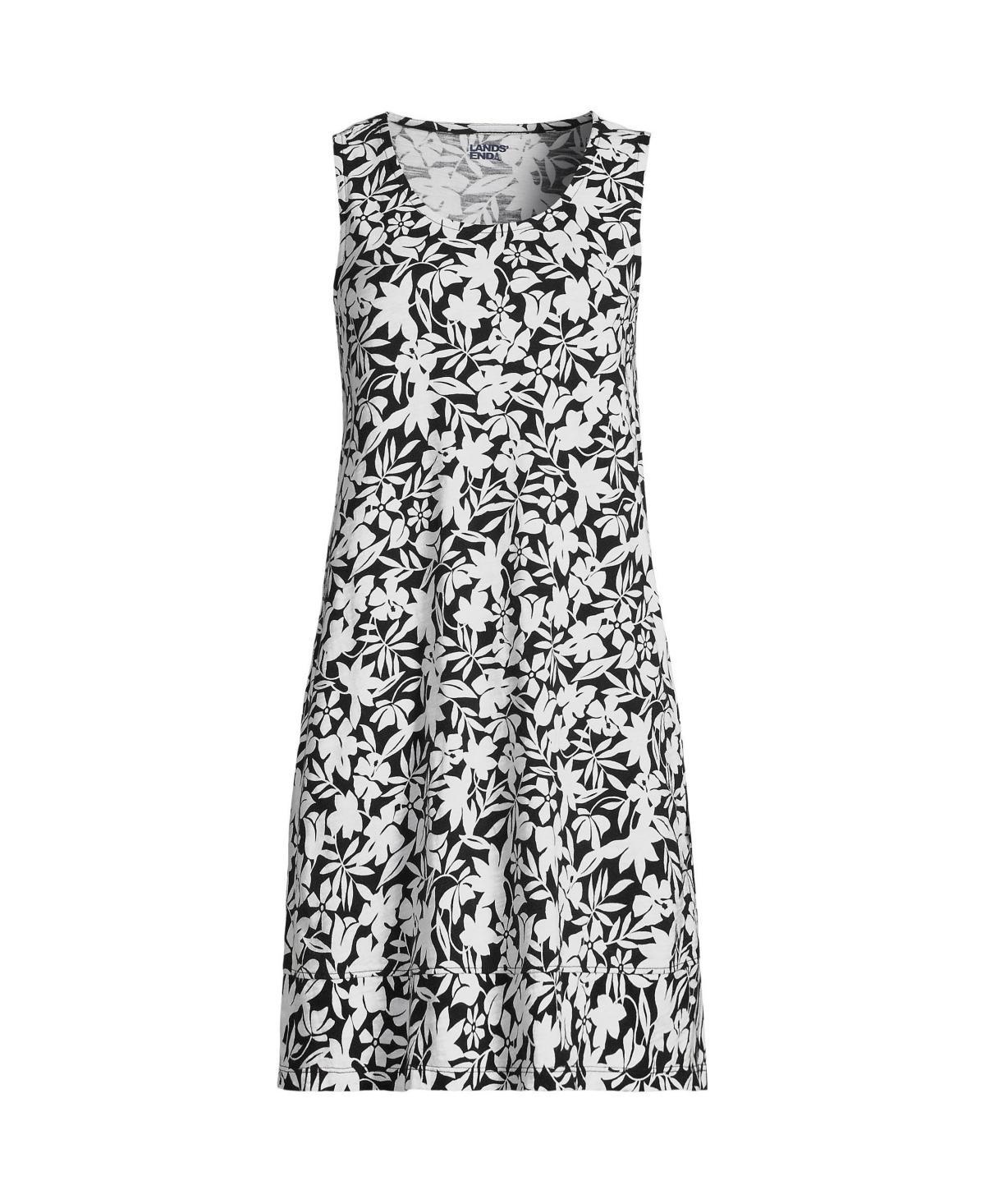 Lands End Womens Cotton Slub Swing Tank Dress - White Product Image