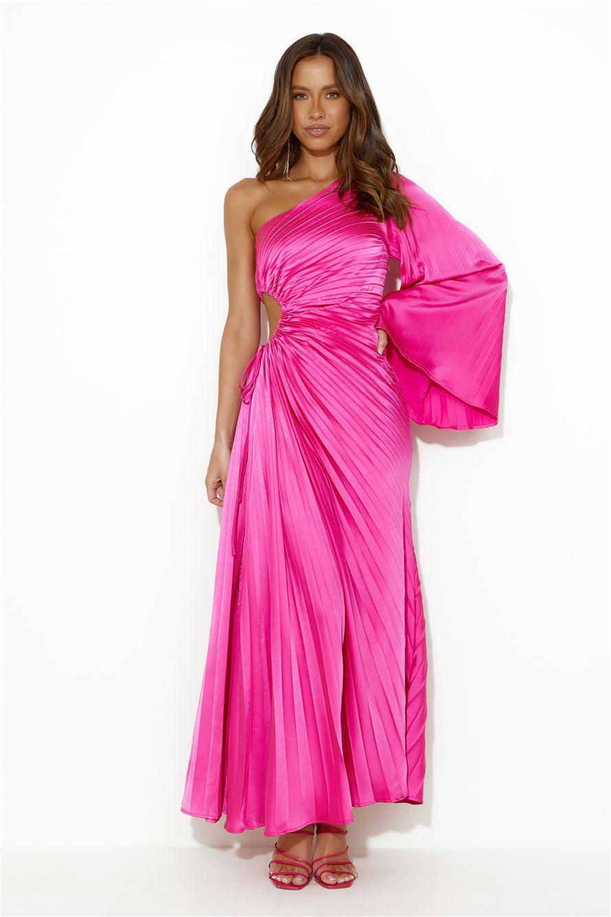 Land Of Beauty One Shoulder Maxi Dress Pink Product Image