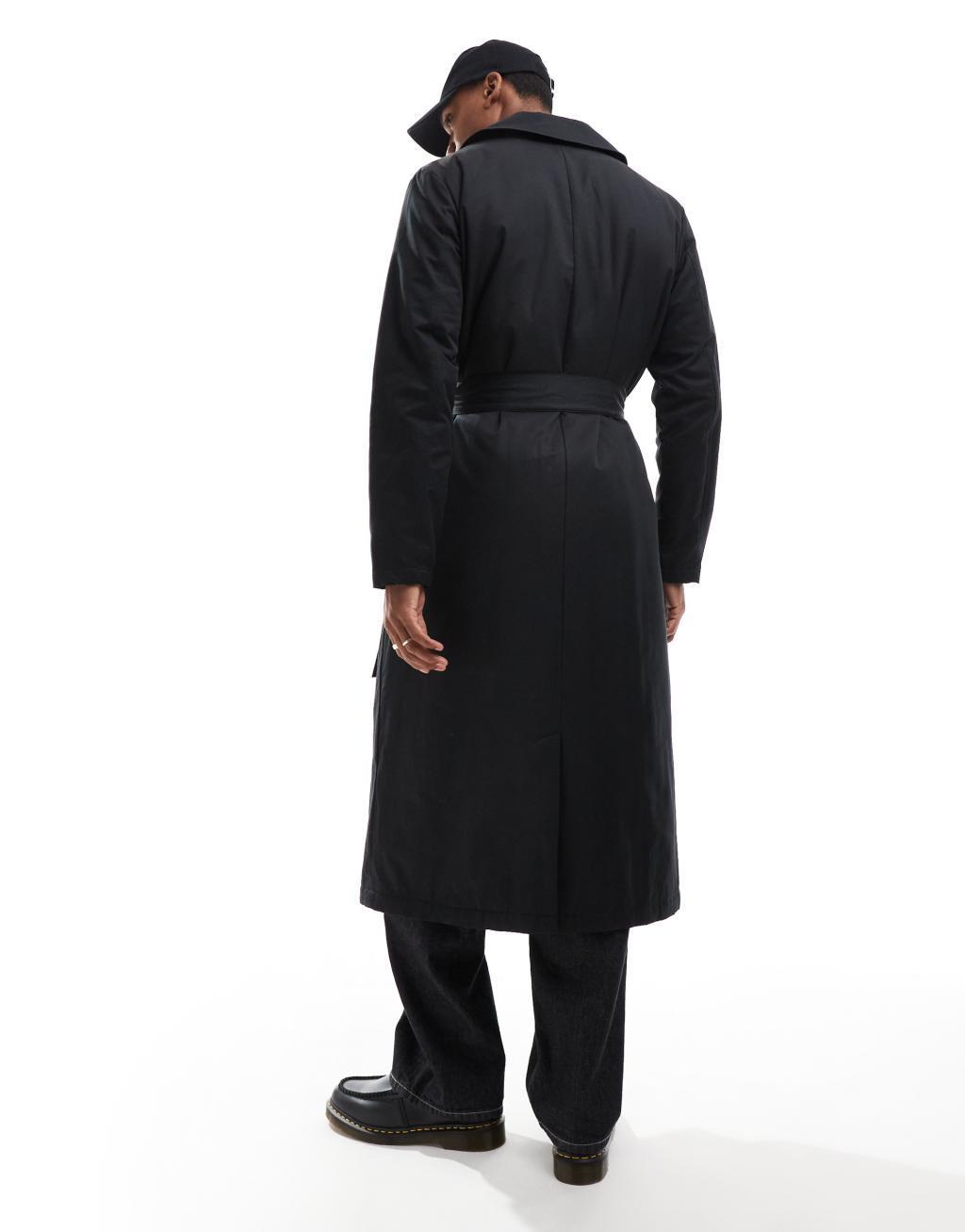 ASOS DESIGN trench coat with light wadding in black Product Image