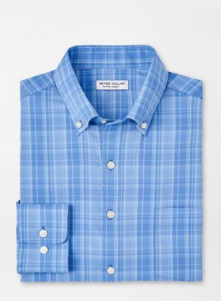 Peter Millar Mens Edmond Performance Twill Sport Shirt | Color: Regatta Blue | Size: M Product Image