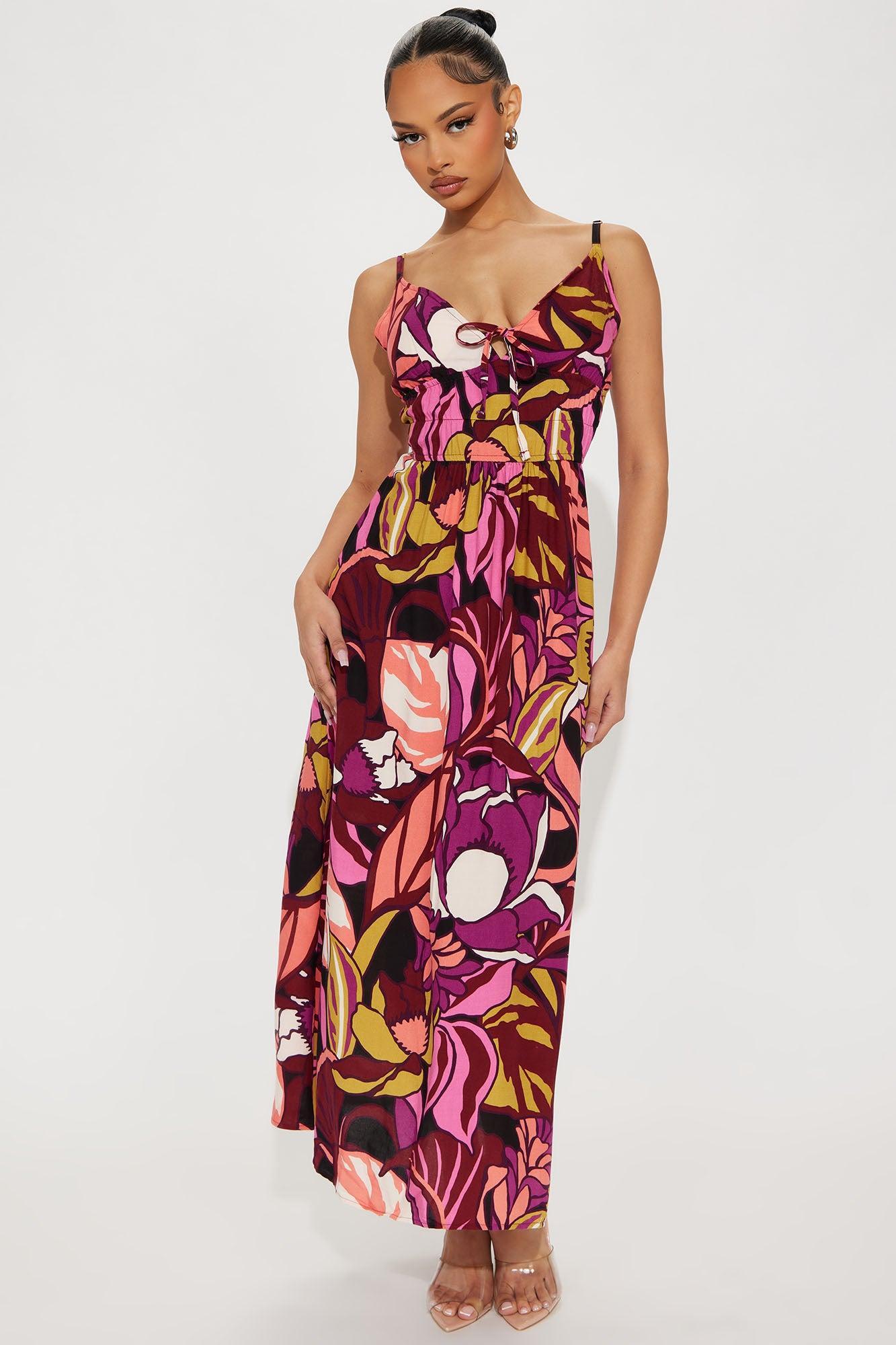 Leora Tropical Maxi Dress - Purple/combo Product Image