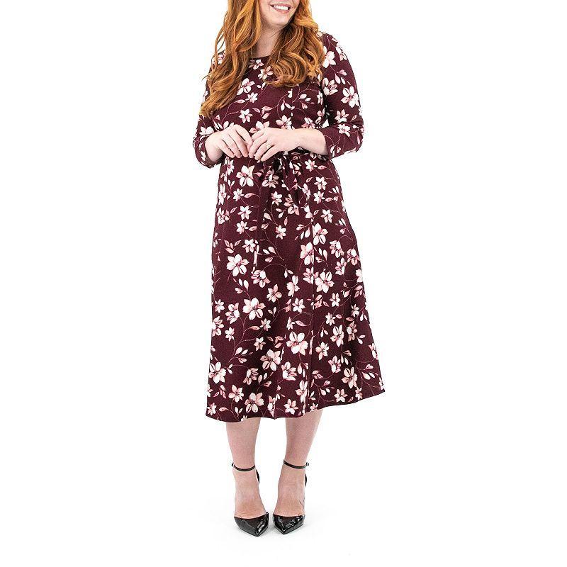 Womens Nina Leonard Sylvia Print Midi Dress Product Image