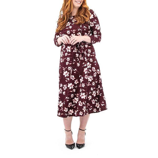 Womens Nina Leonard Sylvia Print Midi Dress Product Image