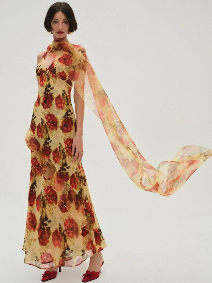 Floral Stems Maxi Dress — Yellow Product Image