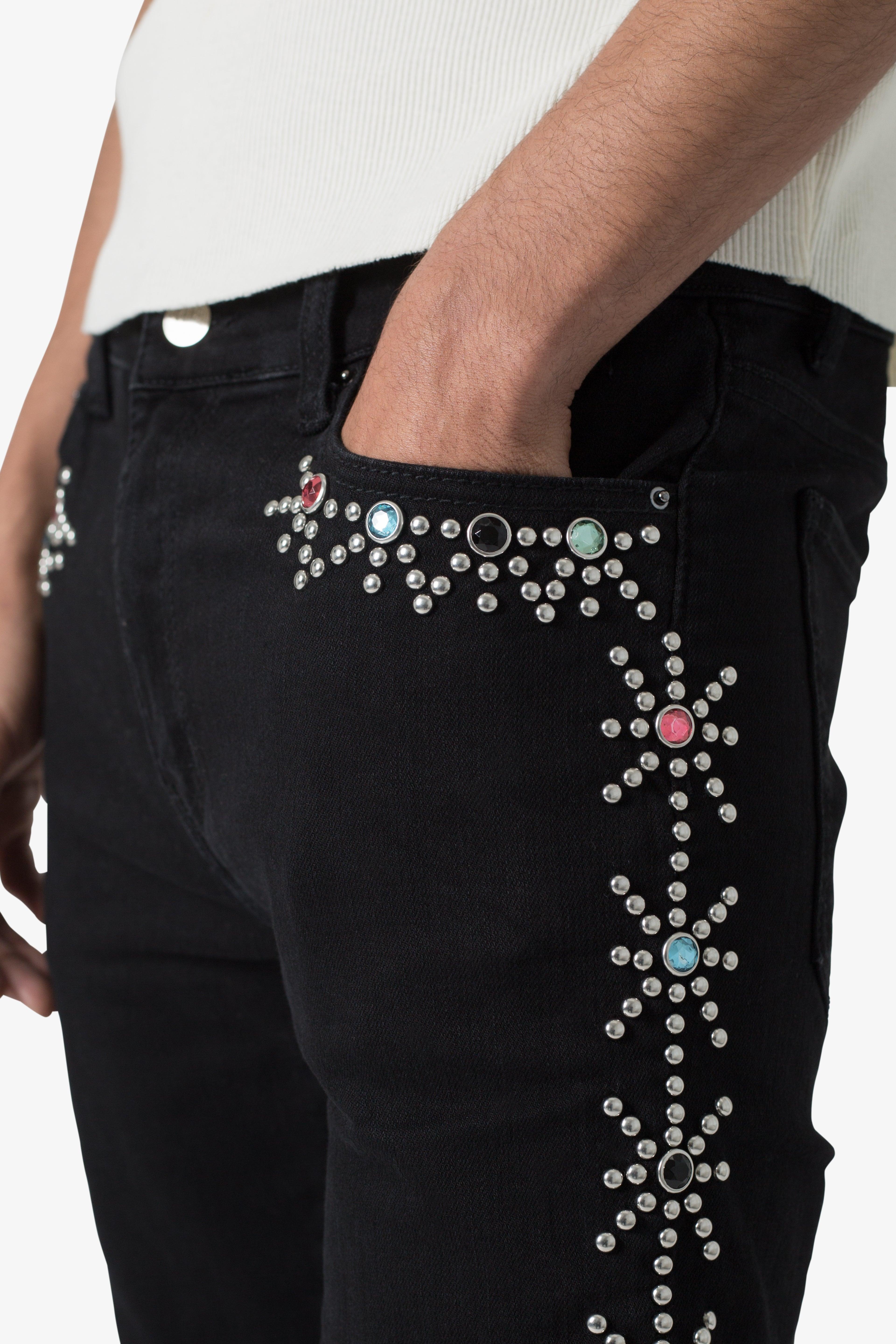 X620 Studded Skinny Denim - Black Product Image