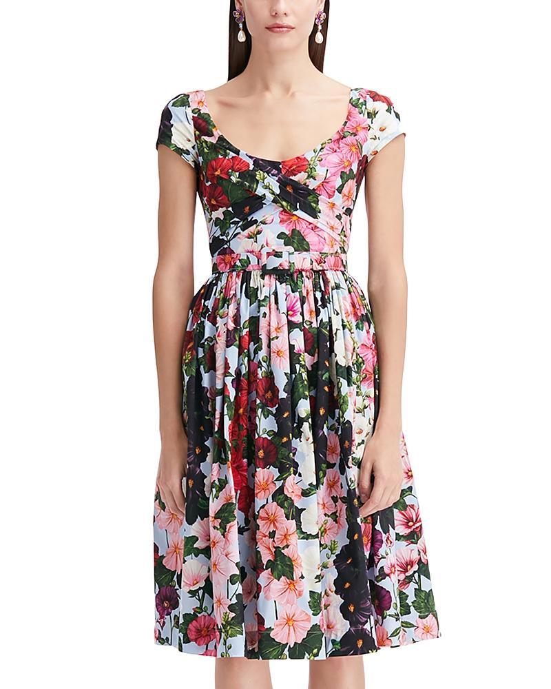 Womens Hollyhocks Print Scoopneck Midi-Dress Product Image