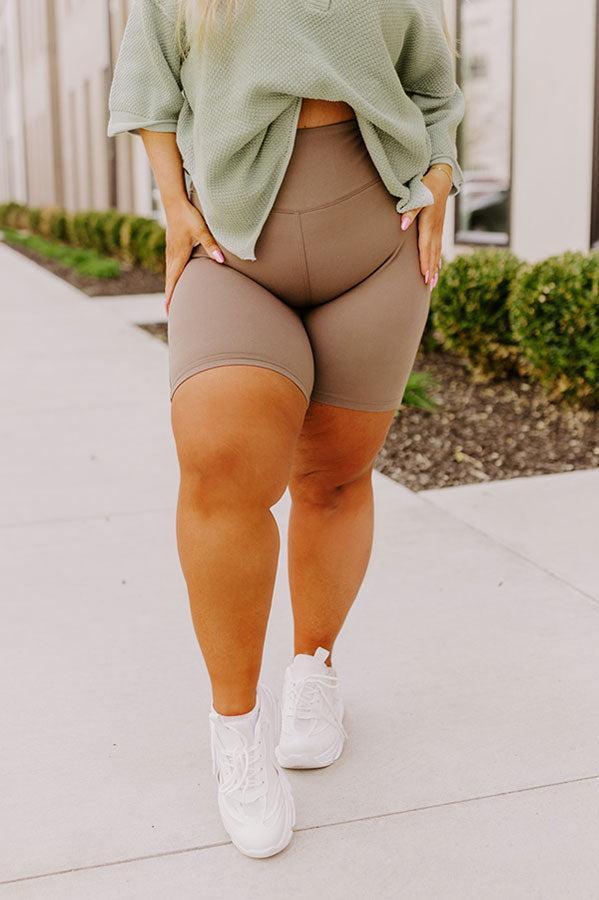 Favorite Adventure Butter Soft Biker Shorts In Taupe Curves Product Image