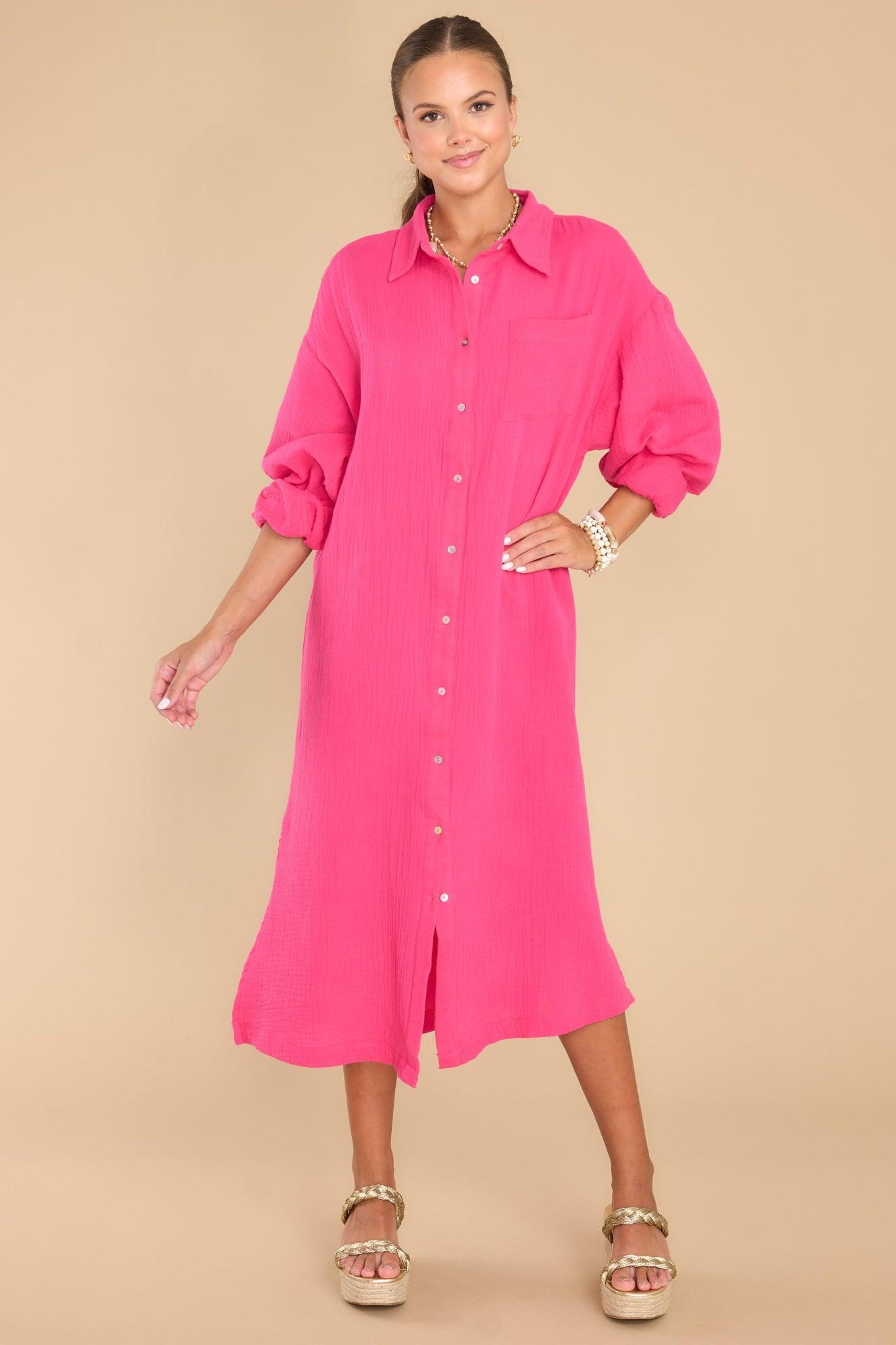 Aura Somewhere Up Above Lipstick Midi Dress Pink Product Image