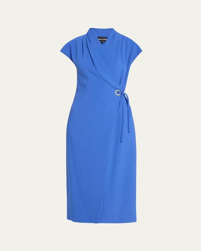 Womens Draped Wrap Midi-Dress Product Image