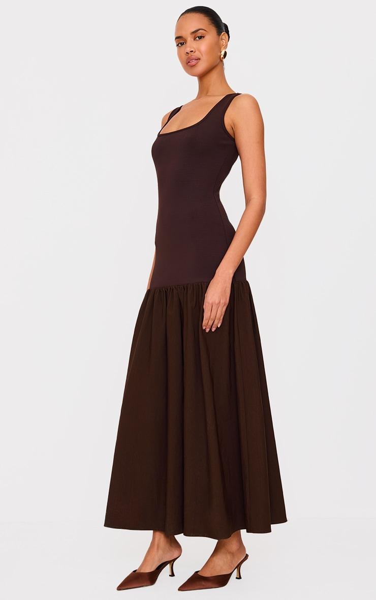 Chocolate Woven Drop Waist Midaxi Dress Product Image