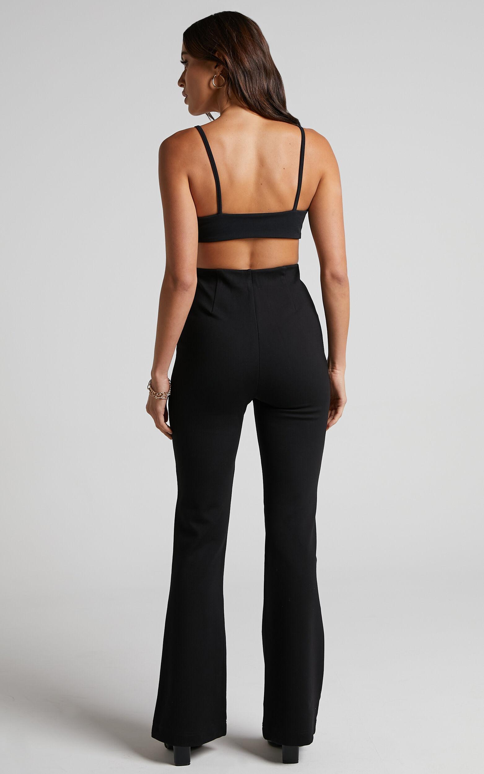 Hermina Pants - High Waisted Ponte Flare Pants in Black Product Image