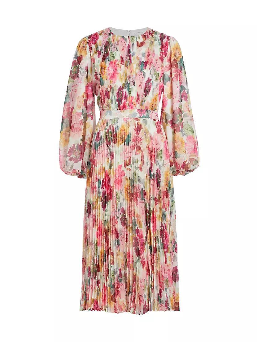 The Cecilia Floral Pleated Midi-Dress Product Image