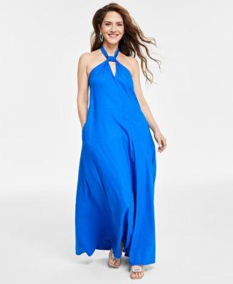 I.n.c. International Concepts Womens Linen Halter-Neck Maxi Dress, Created for Macys Product Image