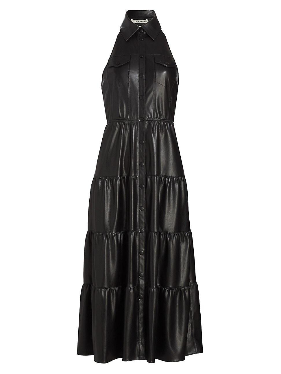 Womens Miranda Faux-Leather Midi-Dress Product Image