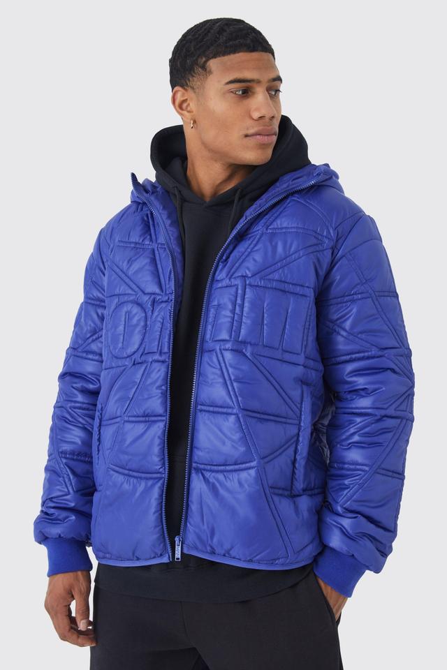 Homme Quilted Puffer With Hood | boohooMAN USA Product Image