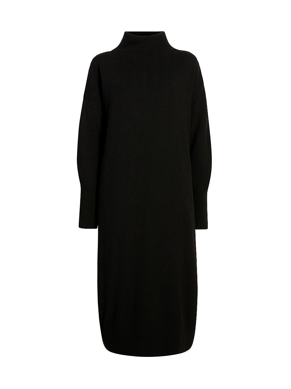 Womens Ribbed Funnel Neck Midi-Dress product image