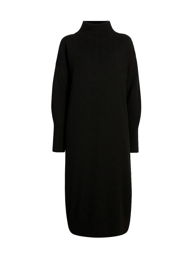 Womens Ribbed Funnel Neck Midi-Dress Product Image