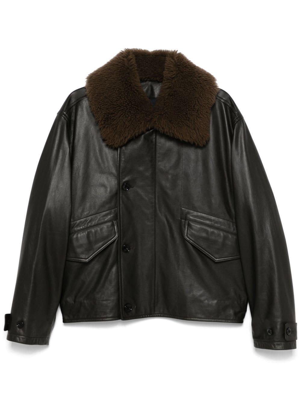 Leather Padded Jacket In Brown Product Image