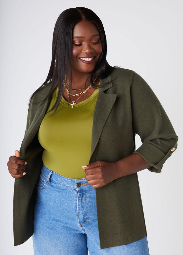 Plus Size Seam Detailed Knit Blazer Ashley Stewart Product Image