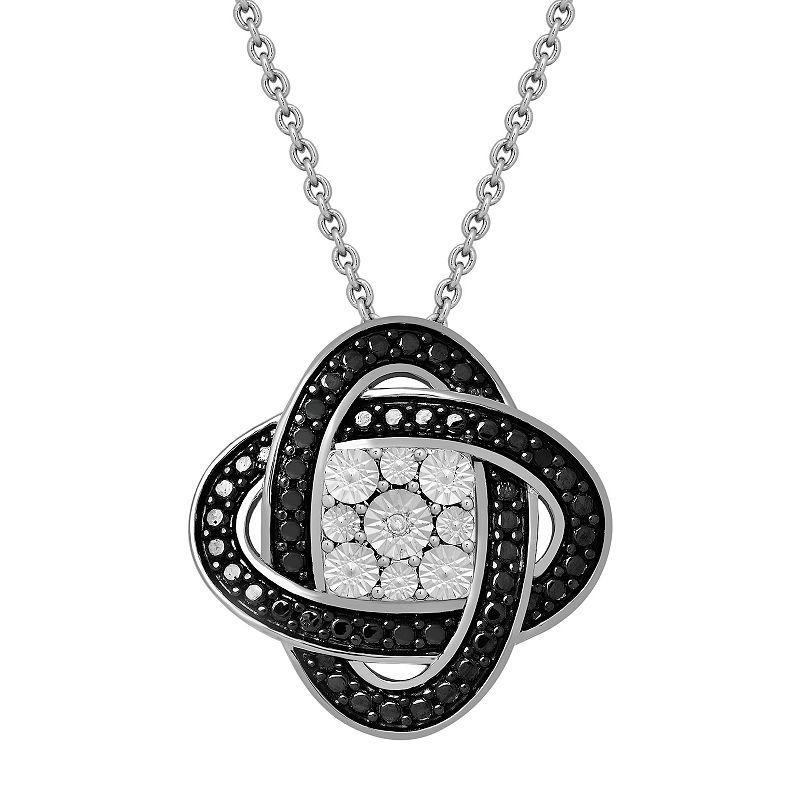 Sterling Silver Black & White Diamond Accent Interlocking Ring Pendant Necklace, Womens Product Image