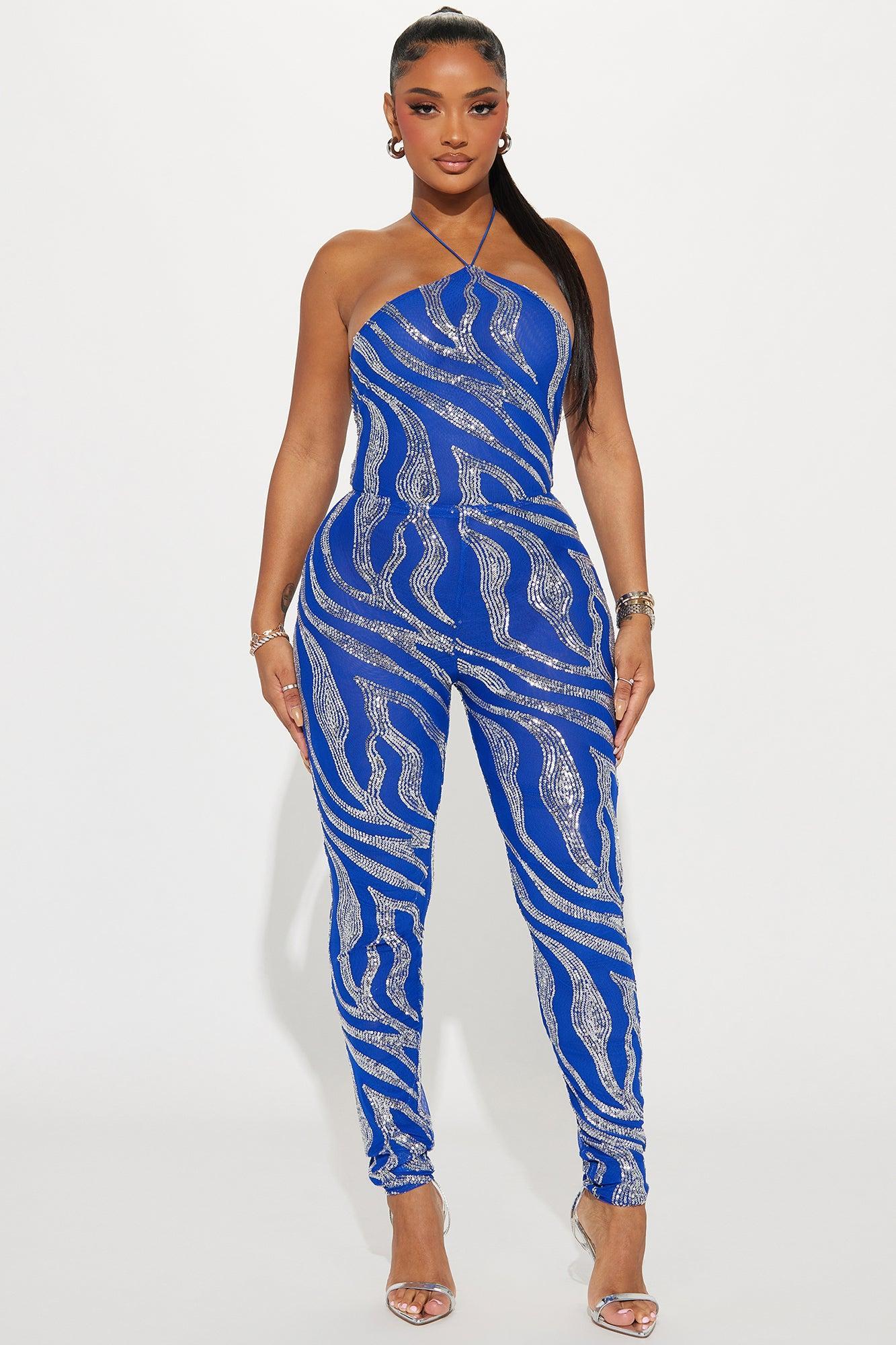 Time To Go Sequin Jumpsuit  - Blue Product Image