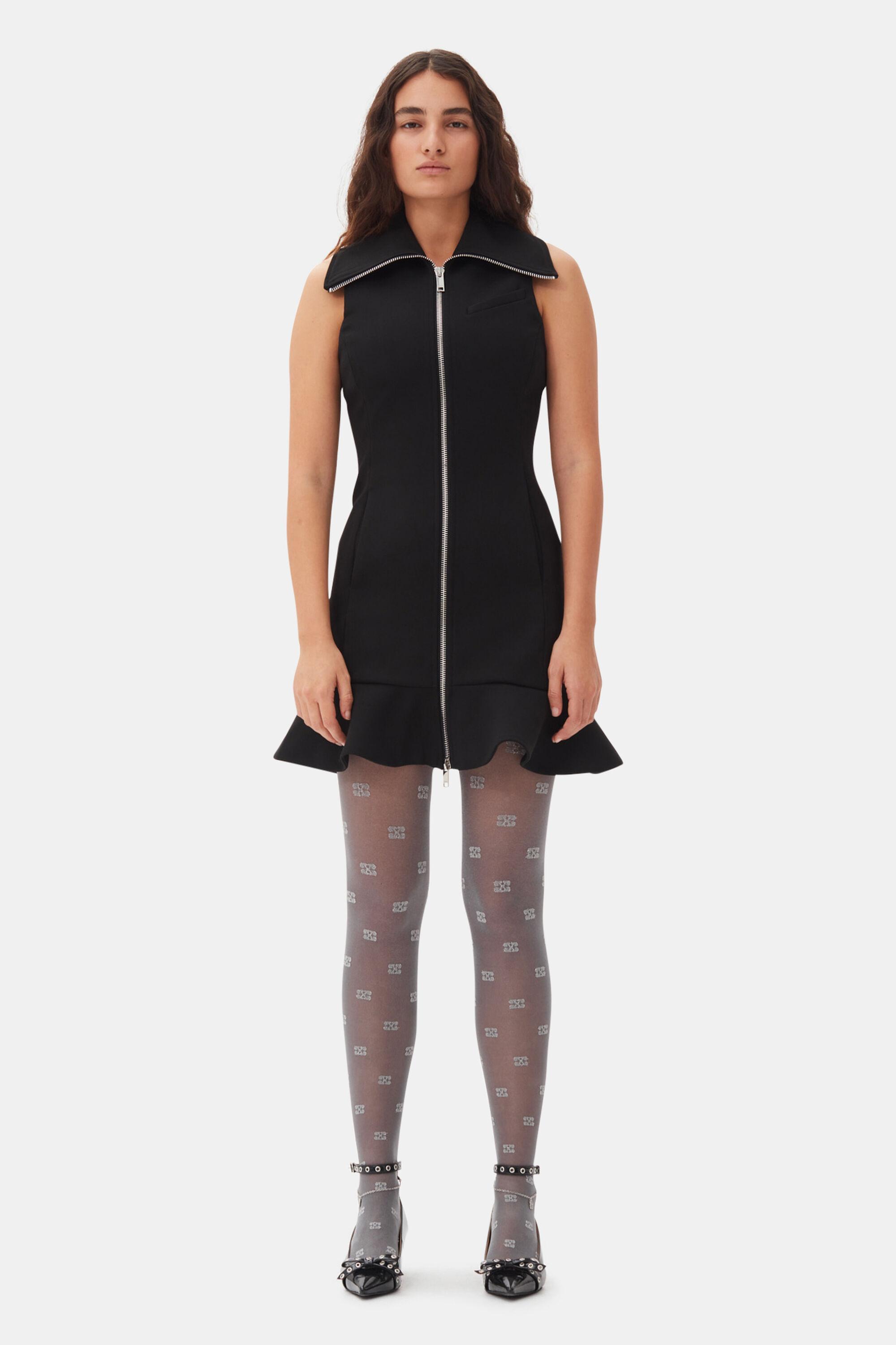 Black Bonded Crepe Mini Dress Product Image