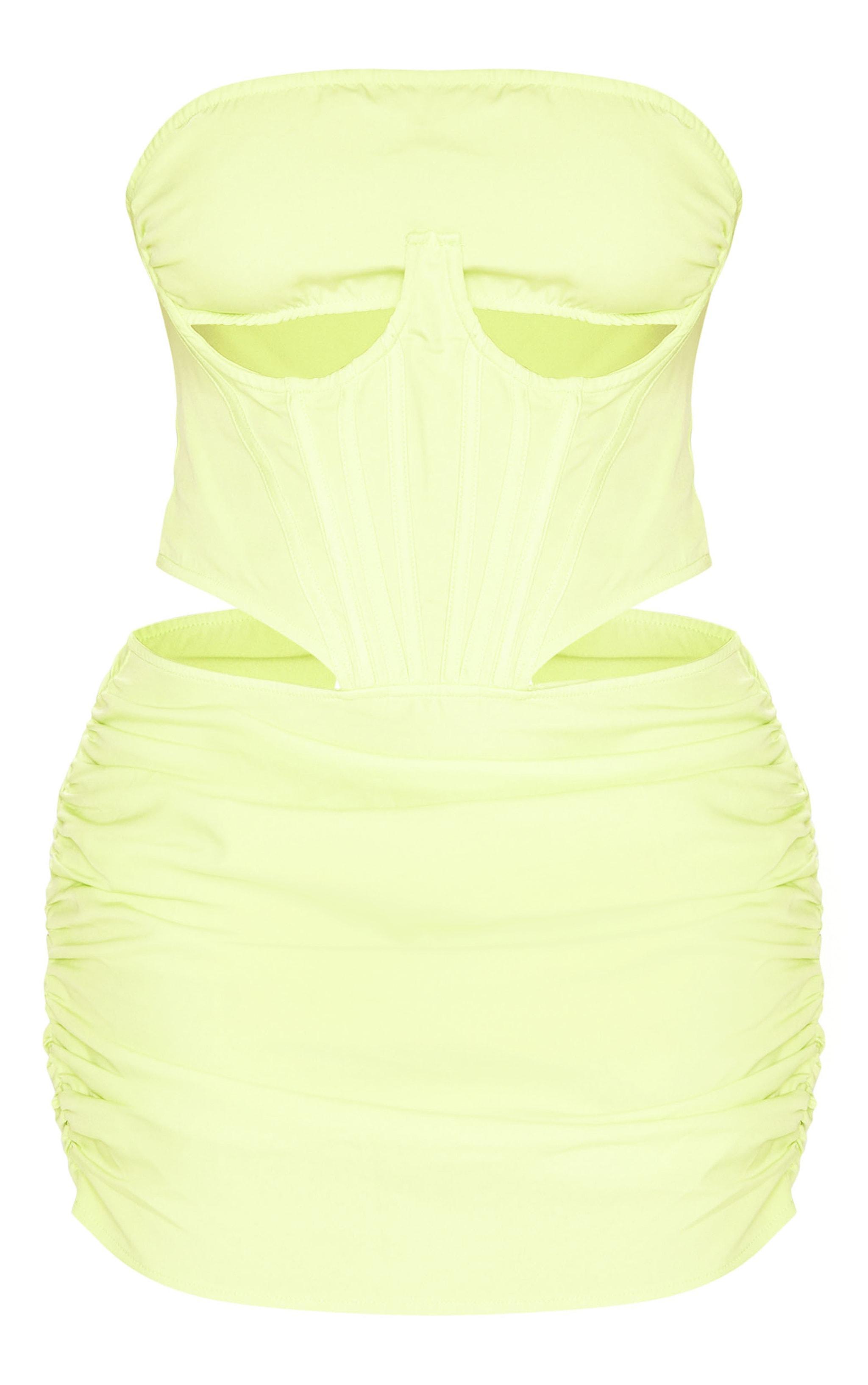 Shape Lime Woven Cut Out Corset Detail Bodycon Dress product image