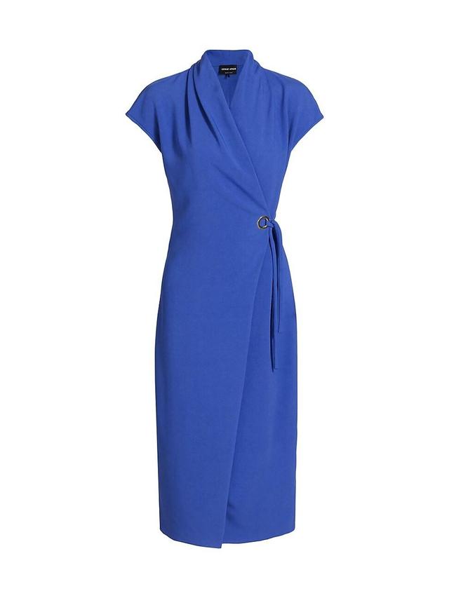 Womens Draped Wrap Midi-Dress Product Image