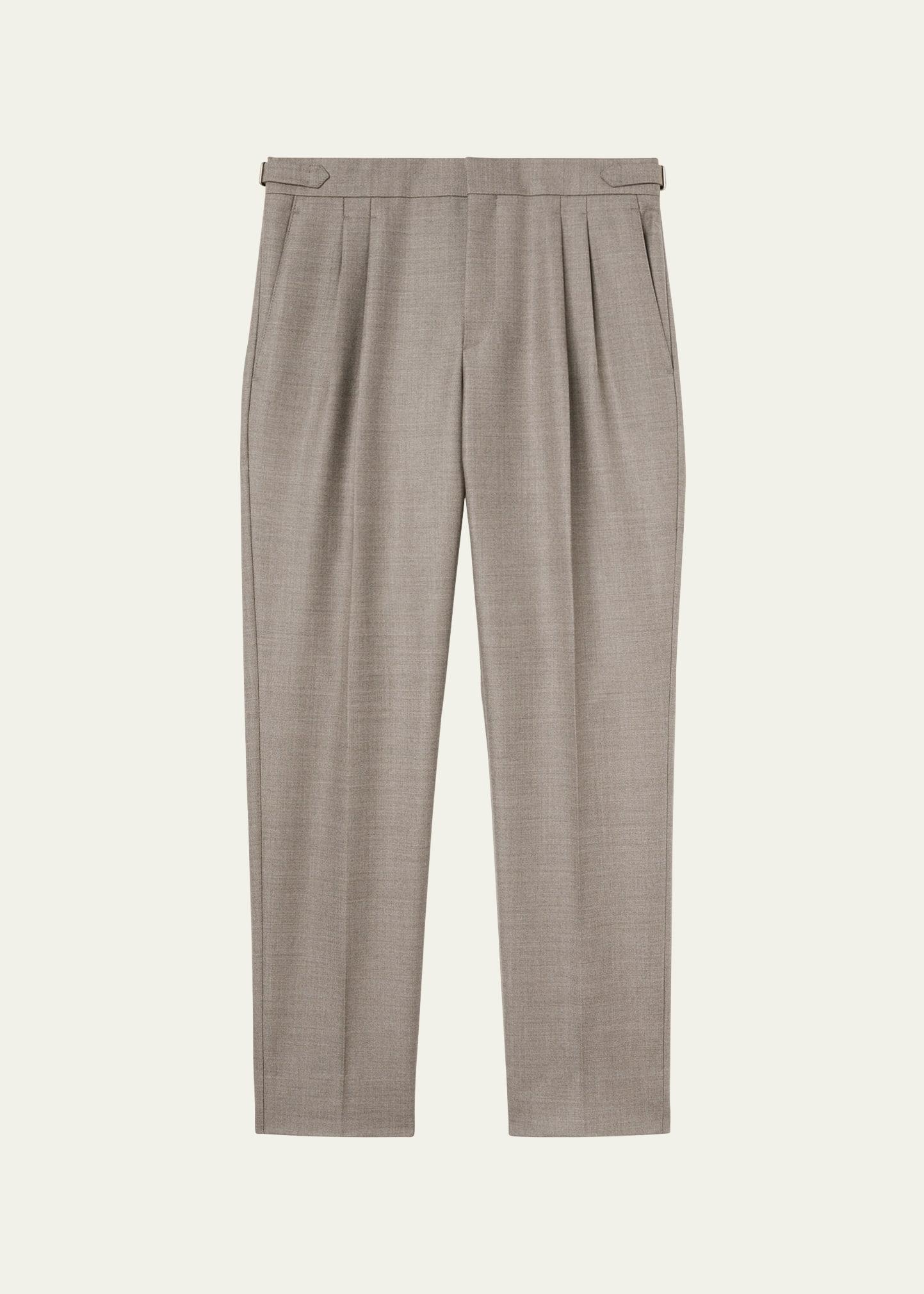 Mens Wool Double-Pleated Trousers Product Image