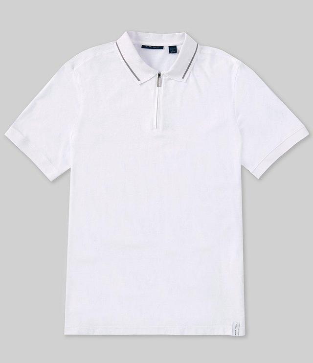 Perry Ellis Ottoman Quarter-Zip Short Sleeve Polo Shirt Product Image