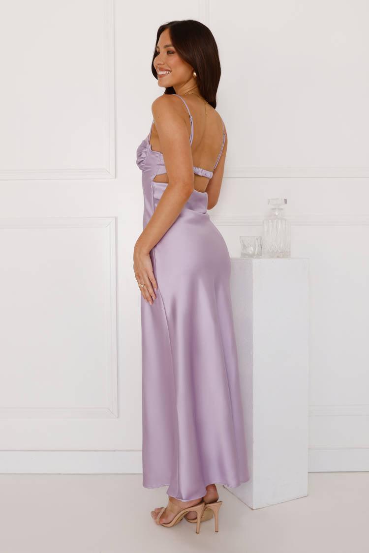 Winery Wedding Satin Maxi Dress Lilac Product Image