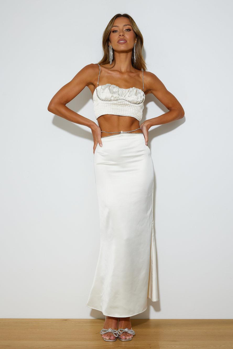 Making Heads Turn Maxi Skirt Champagne Product Image