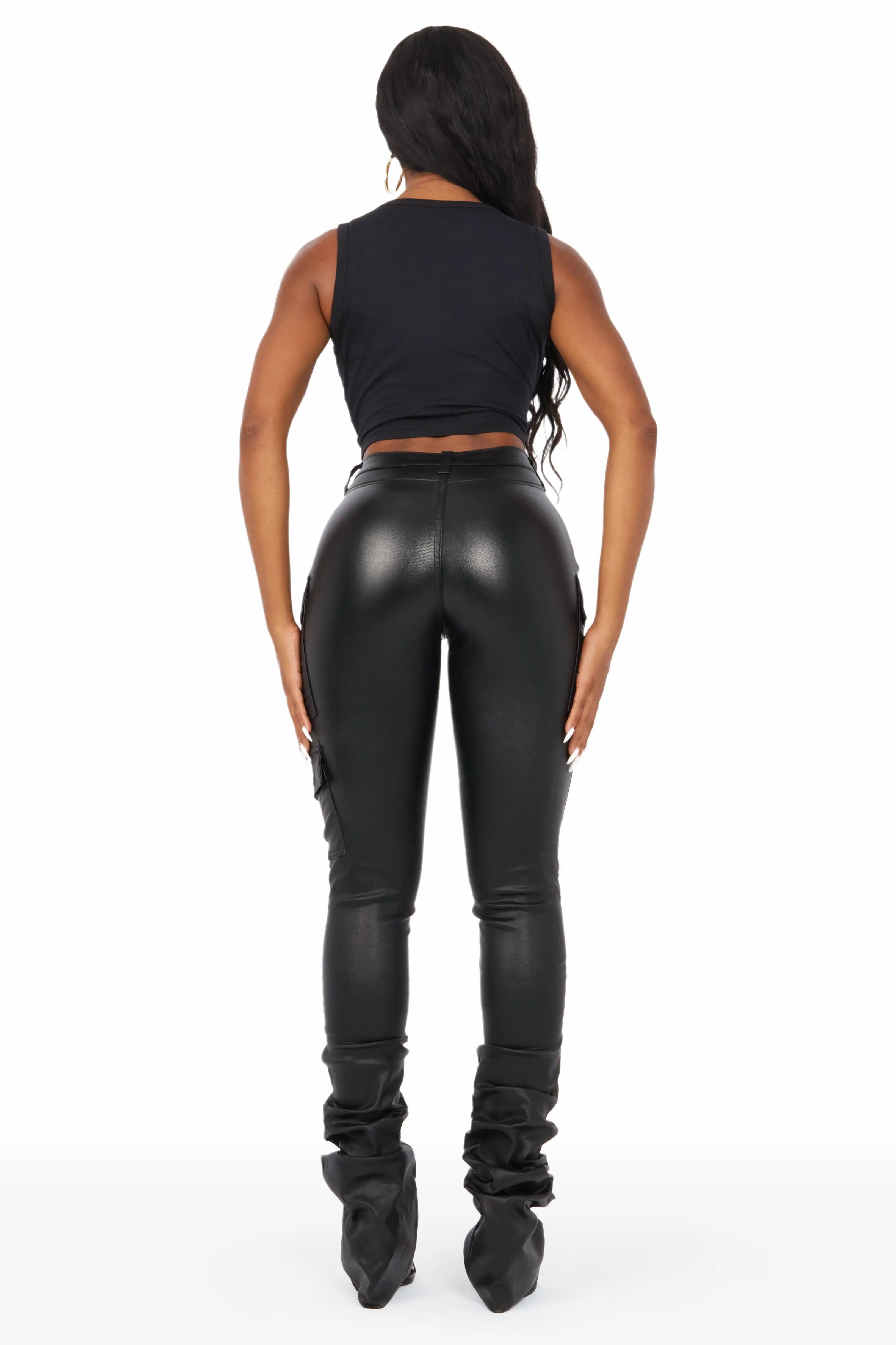 Vixen Metallic Black Cargo Super Stacked Pant Female Product Image