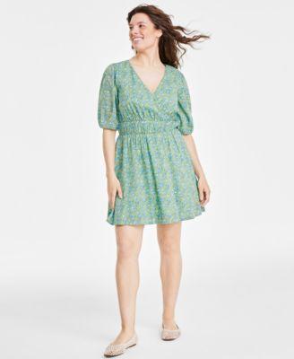 Women's Printed Elbow-Sleeve Mini Dress, Created for Macy's Product Image