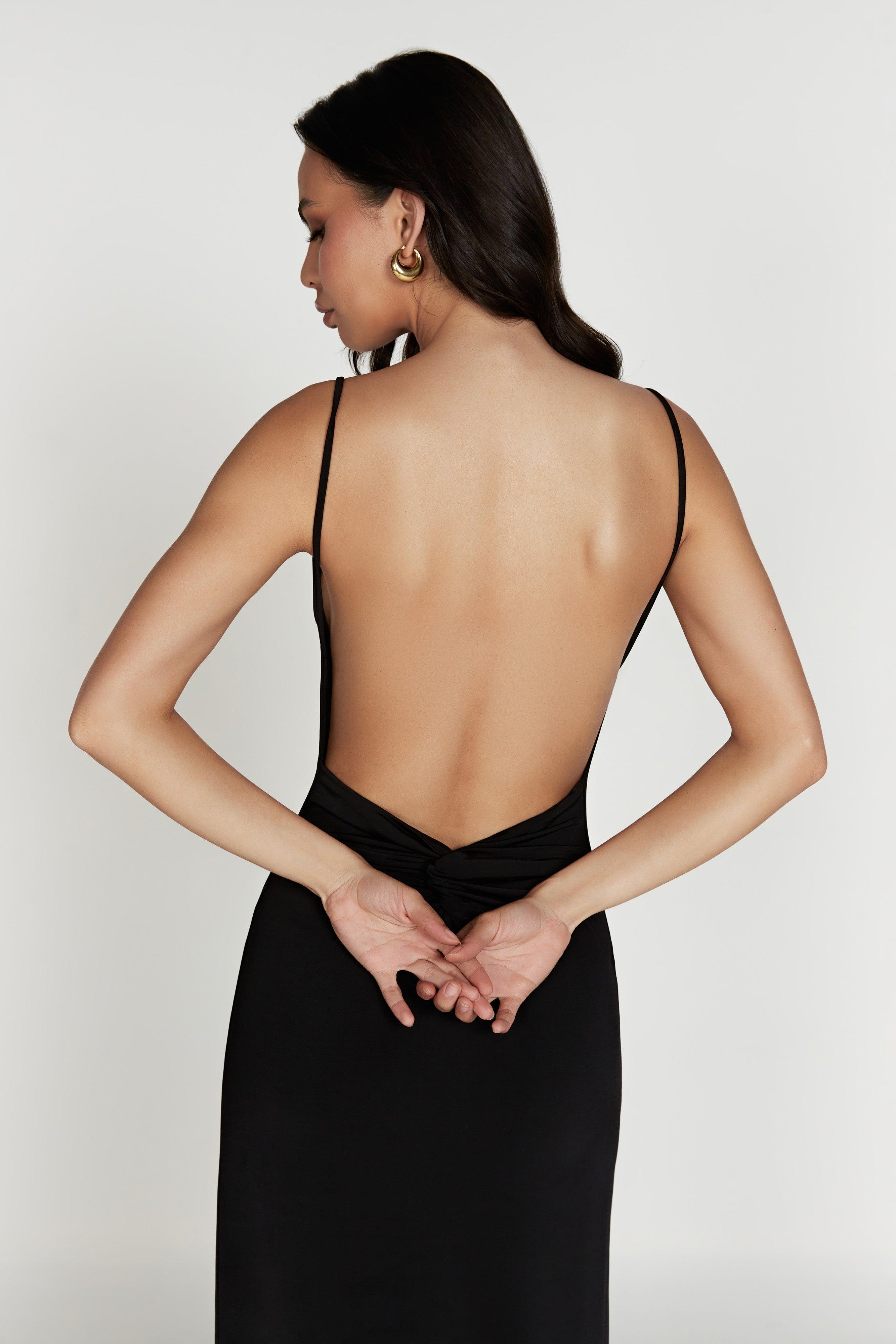 Darcy Cowl Maxi Dress With Low Back - Black Product Image