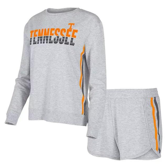 Womens Concepts Sport Gray Tennessee Volunteers Cedar Tri-Blend Long Sleeve T-Shirt & Shorts Sleep Set Product Image