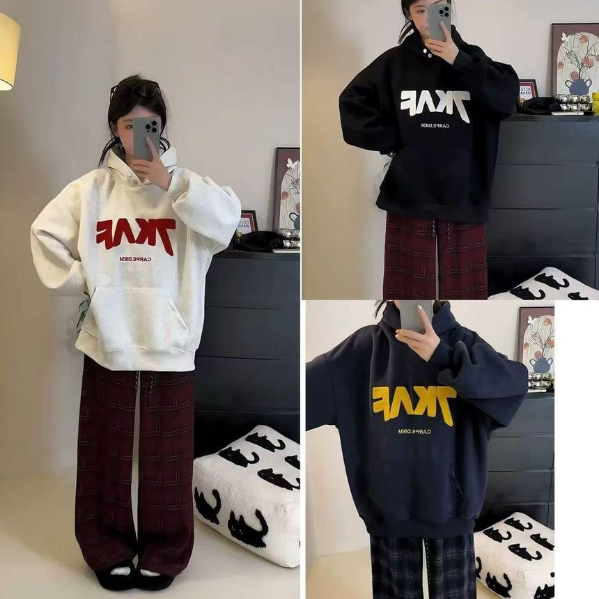 Lettering Loose Fit Hoodie Product Image