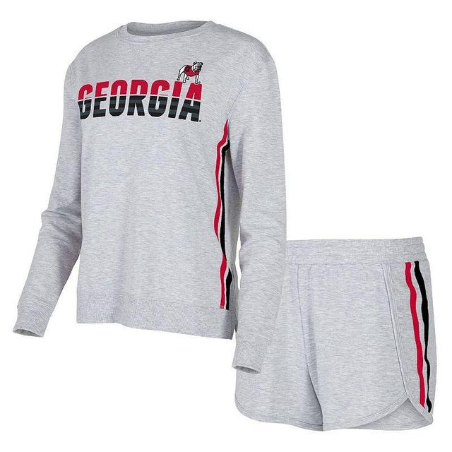 Womens Concepts Sport Gray Georgia Bulldogs Cedar Tri-Blend Long Sleeve T-Shirt & Shorts Sleep Set Product Image