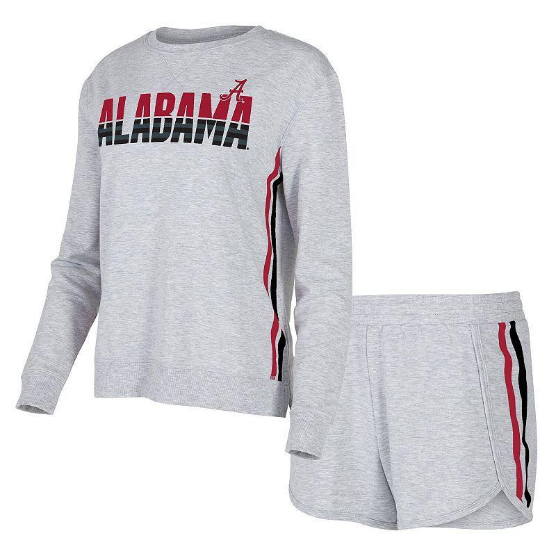 Womens Concepts Sport Gray Alabama Crimson Tide Cedar Tri-Blend Long Sleeve T-Shirt & Shorts Sleep Set Product Image