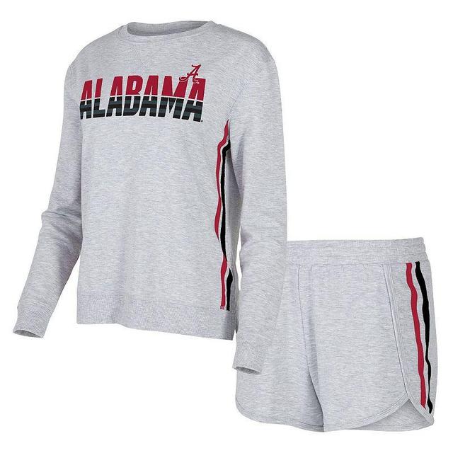 Womens Concepts Sport Gray Alabama Crimson Tide Cedar Tri-Blend Long Sleeve T-Shirt & Shorts Sleep Set Product Image