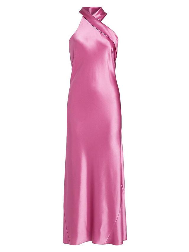 Womens Pandora Satin Halterneck Midi-Dress Product Image