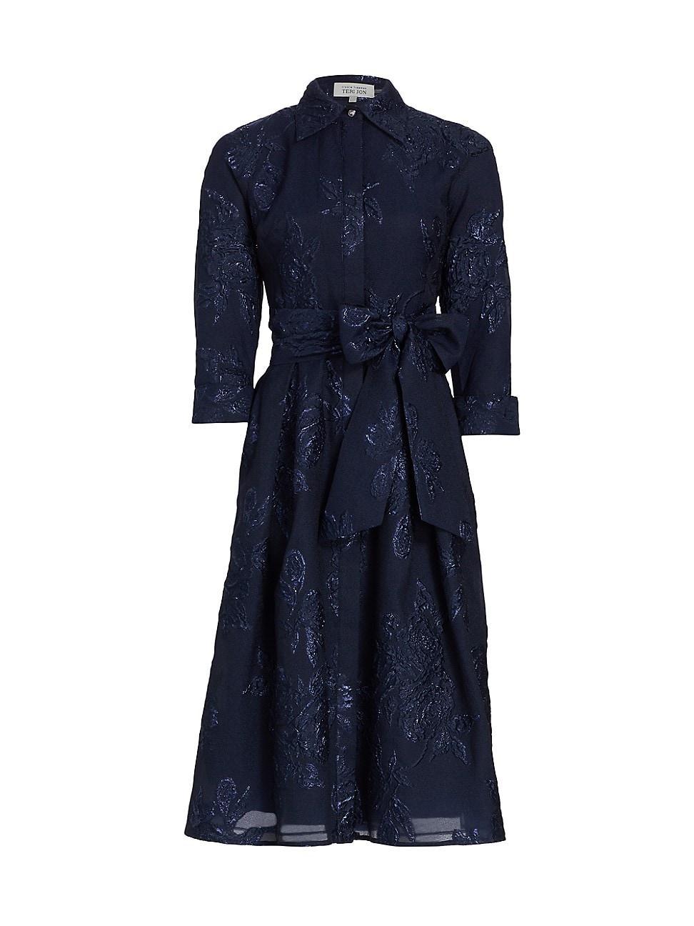 Womens Jacquard Floral-Print Shirtdress product image