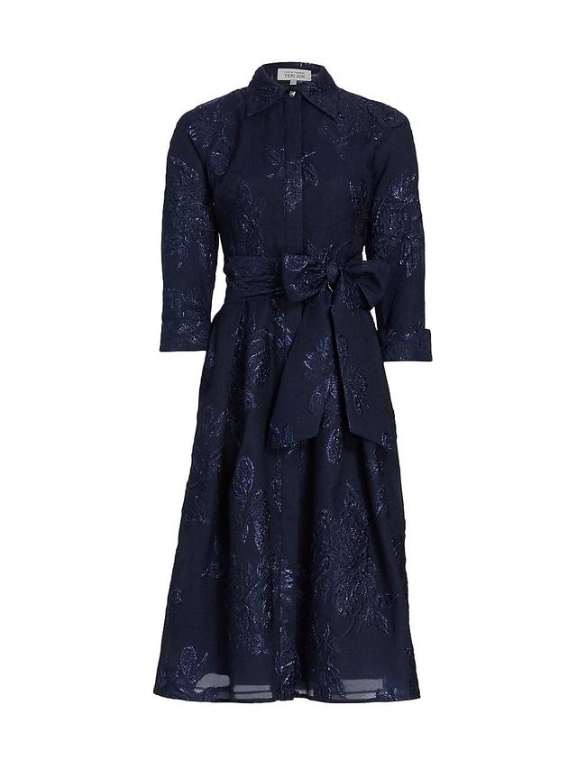 Womens Jacquard Floral-Print Shirtdress Product Image