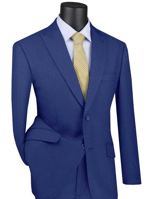 Blue Modern Fit 2 Piece Suit Textured Solid with Peak Lapel Product Image