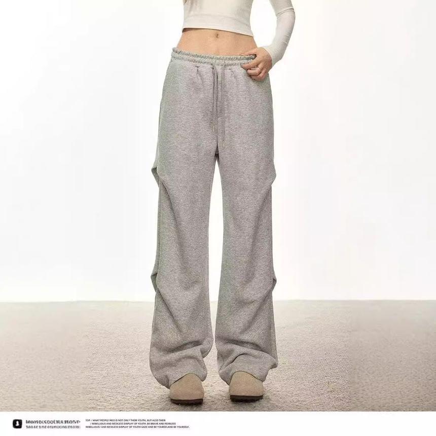 Mid Waist Plain Wide Leg Sweatpants Product Image