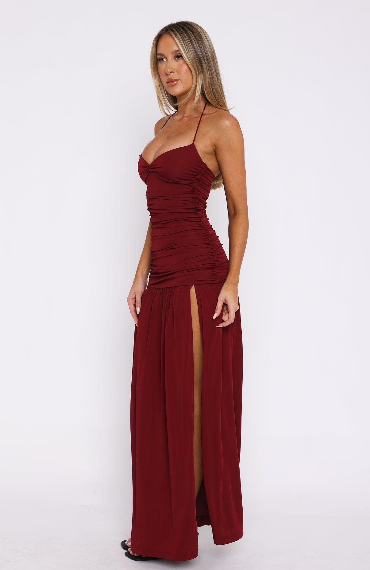 Sweet Skies Maxi Dress Burgundy Product Image