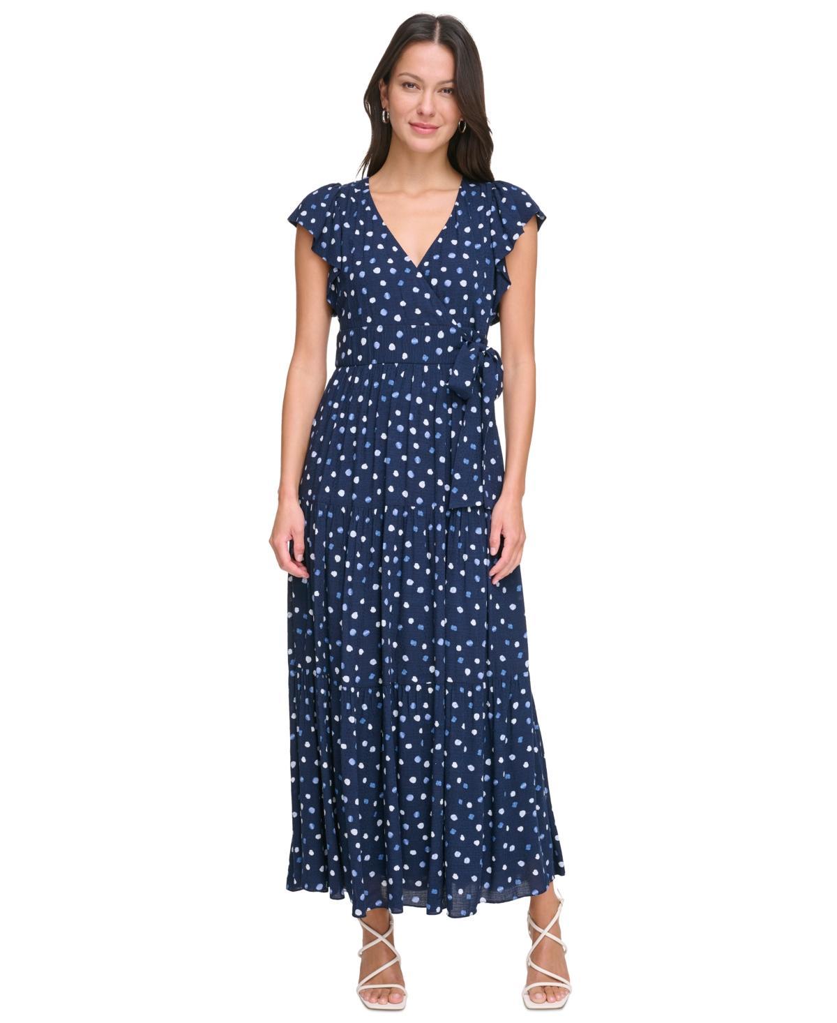 Women's Printed Ruffle-Sleeve Tiered-Skirt Maxi Dress Product Image