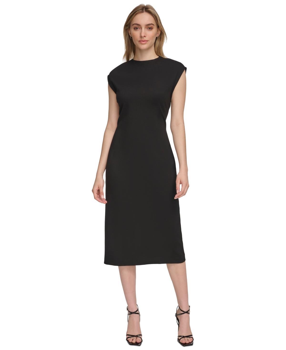 Calvin Klein Ponte Round Neck Cap Sleeve Sheath Dress Product Image